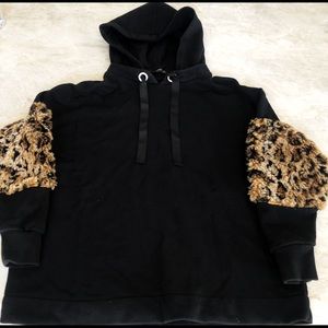 Black Sweatshirt Leopard Sleeves